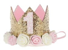 Usado, Tiara de ouro prata coroa aniversário bebê princesa glitter rosas chapéu menina tiara comprar usado  Enviando para Brazil