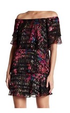 Vestido de festa Trina Turk seda floral metálico babado rosa e preto tamanho G, usado comprar usado  Enviando para Brazil