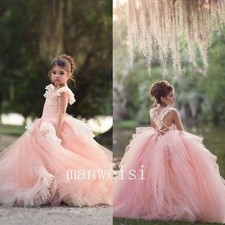Vestido de baile rosa de renda florista princesa sem mangas fofo concurso festa  comprar usado  Enviando para Brazil