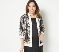 Camisa Breezies aberta frontal manga curta lounge topper preta floral XXXS/XXS nova comprar usado  Enviando para Brazil
