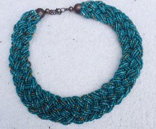 bead blue braided necklace for sale bead blue braided necklace for sale New London
