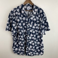 Camisa masculina Old Navy 3XL XXXL slim fit azul e branco palmeira manga curta botão comprar usado  Enviando para Brazil