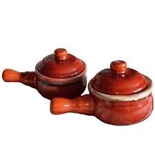 2 tigelas de pimenta para sopa de cebola francesa com alças e tampas de cerâmica vintage   comprar usado  Enviando para Brazil