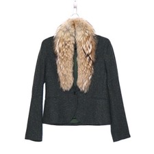 Blazer feminino THEORY tweed verde oliva removível gola de pele de coelho 8 comprar usado  Enviando para Brazil