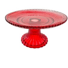 Mini suporte para bolo de vidro vermelho de inspiração vintage prato de pedestal 5,5 polegadas de diâmetro comprar usado  Enviando para Brazil