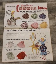 WALT DISNEY AVENTAL CINDERELA PADRÃO DE COSTURA DISNEY PRODUCTIONS PENNEYS DÉCADA DE 1950 comprar usado  Enviando para Brazil