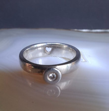 Ring Silber 925 Diamant 0,25 ct aussergewöhnlich wertig alt  Bandring  16mm 3,8g comprar usado  Enviando para Brazil