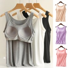 Colete feminino camisola com prateleira embutida sutiã regata conforto algodão tamanho P- 3X о comprar usado  Enviando para Brazil
