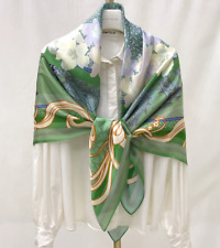 Usado, Lenço xale feminino 100% seda 41" grande quadrado envoltório floral verde amarelo azul JH52 comprar usado  Enviando para Brazil