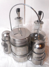 Parini 6 peças conjunto de condimentos de aço inoxidável elegante forro de vidro caddy de mesa comprar usado  Enviando para Brazil