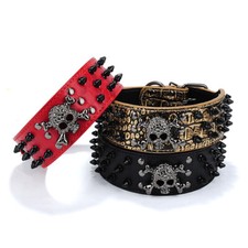 Grande CAVEIRA CRAVADA cravada parafuso prisioneiro de metal cachorro coleira de couro ecológico pit bull rebite mastim  comprar usado  Enviando para Brazil