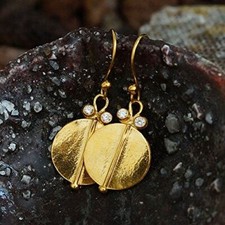 Brincos femininos artesanais de prata esterlina 925 Omer arte antiga ouro troy, usado comprar usado  Enviando para Brazil
