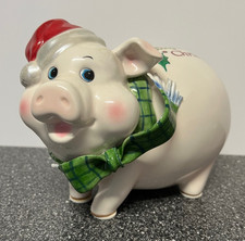 Caixa de dinheiro vintage economia de porco para moeda de Natal porcelana cofrinho de cerâmica comprar usado  Enviando para Brazil