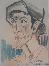 Ritratto caricatura datato Bologna '929, carboncino colorato su carta Fabriano. comprar usado  Enviando para Brazil