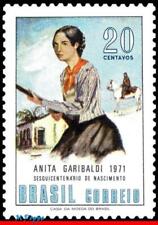 1194 BRASIL 1971 ANITA GARIBALDI, HEROÍNA, CAVALO, MI# 1288 RHM C-704, SEM MARCA DE CHARNEIRA comprar usado  Brasil 