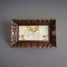 Bandeja de servir azulejo cerâmica madeira esculpida à mão vintage 16”X10” comprar usado  Enviando para Brazil