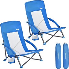 Cadeira de praia dobrável baixa acampamento SUNNYFEEL pacote com 2 leve portátil #R022 comprar usado  Enviando para Brazil