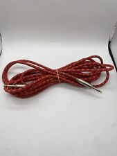 CABO DE GUITARRA VERMELHO COBERTO DE TWEED TRANÇADO 20 PÉS 1/4 "CABO DE INSTRUMENTO FINAL MACHO comprar usado  Enviando para Brazil