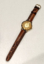 GUESS 1996 JAPÃO MOVT PULSEIRA DE COURO OURO 3D RELÓGIO CÚPULA FEMININO VINTAGE PRECISA DE BATERIA, usado comprar usado  Enviando para Brazil