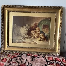 Antique oleograph terrier for sale  TELFORD