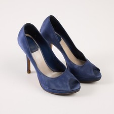 Używany, Christian Dior Niebieska tkanina Peep Toe Szpilki Obcasy Rozmiar EU 36 / US 6 na sprzedaż  PL