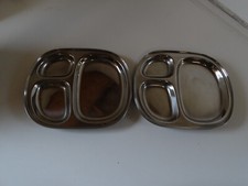 Conjunto de 5 bandejas de jantar divididas de aço inoxidável 3 compartimentos prato de comida 10x8, usado comprar usado  Enviando para Brazil