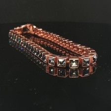 Usado, Pulseira de ouro rosa Swarovski com cristais pretos de corte quadrado – na caixa 17,5 cm comprar usado Usado, Pulseira de ouro rosa Swarovski com cristais pretos de corte quadrado – na caixa 17,5 cm comprar usado  Enviando para Brazil