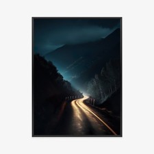 Plakat w ramie Droga Noc Tajemnicza perspektywa Premium na sprzedaż  PL