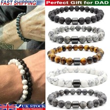 Pulseira masculina de alívio do estresse feita à mão olho de tigre pedra preciosa obsidiana 8 mm presente para o pai comprar usado  Enviando para Brazil