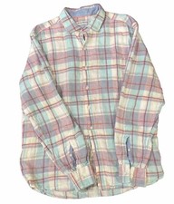 Camisa xadrez Tommy Bahama Lauderdale linho opala T318656 LS média M botão para baixo, usado comprar usado  Enviando para Brazil