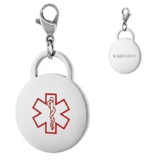 Warfarina Acero Inoxidable Alerta Médica Redondo Forma Dije Con / Langosta comprar usado  Enviando para Brazil