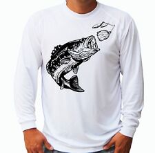Gancho de robalo pesca peixe manga longa UPF 30 T-Shirt barco de praia esporte proteção UV comprar usado  Enviando para Brazil