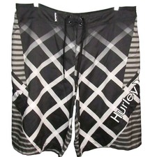 Bermuda Hurley Board Masculina Tamanho 36 Preta Cinza Branca Forrada 22"L, usado comprar usado  Enviando para Brazil