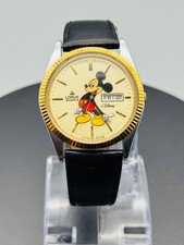 Moldura vintage Lorus Disney Mickey Mouse data dia mãos em movimento prata ouro quartzo, usado comprar usado  Enviando para Brazil