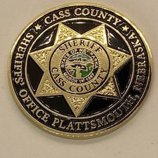 Moeda desafio condado de Cass NB Nebraska xerife vice bandeira águia aplicação da lei comprar usado  Enviando para Brazil