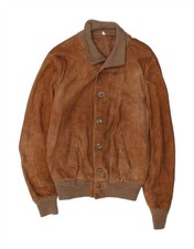 Usado, Jaqueta Bombardeiro Masculina Vintage Camurça IT 48 Couro Marrom Médio DV55 comprar usado  Enviando para Brazil
