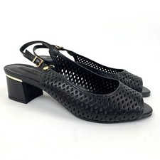 Usado, Sapatos de salto Jorge Bischoff couro tamanho 8 preto detalhes dourados biqueira aberta novo sem caixa comprar usado  Enviando para Brazil