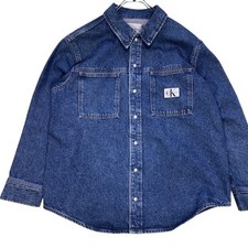 Jaqueta jeans oversized Calvin Klein com logotipo no peito comprar usado  Enviando para Brazil