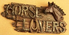 Placa Horse Lovers 14-3/4" x 7" x 2" decoração de parede pesada 2 libras 10 oz, usado comprar usado  Enviando para Brazil