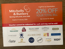 Mitchells butlers voucher for sale  SUNDERLAND