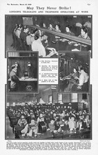 Operadores de telégrafo y teléfono LONDRES en el trabajo - impresión antigua 1909 segunda mano  Embacar hacia Mexico