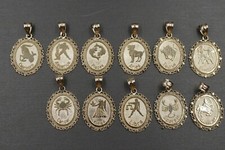 Pingente de berloque corte diamante signo do zodíaco formato oval 10K ouro amarelo sólido 1,1 pol. comprar usado  Enviando para Brazil