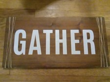 Placa de madeira rústica "Gather" para decoração de casa 20x10x,50". comprar usado  Enviando para Brazil