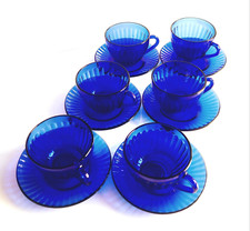 Conjunto de 6 xícaras de chá raras vintage azul cobalto COLOREX Brasil comprar usado  Enviando para Brazil