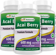3 pacotes de extrato de açaí Best Naturals 600 mg 60 cápsulas antioxidantes comprar usado  Enviando para Brazil