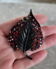 Broche vintage 1960 Karu Arke folha de strass vermelho assinado Karu Arke RARO  comprar usado  Enviando para Brazil