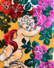 Usado, Tapete vintage italiano de veludo chenille tapeçaria casamento querubins rosa pendurado na parede 2 comprar usado  Enviando para Brazil