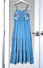 Usado, Brincos aqua floral bordado vestido longo M urban outfitters comprar usado  Enviando para Brazil
