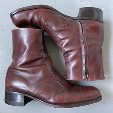Botas de tornozelo Chelsea vintage Florsheim couro marrom com zíper biqueira quadrada tamanho 10D comprar usado  Enviando para Brazil