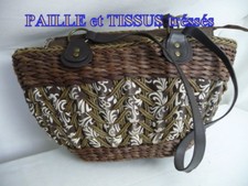 Cabas paille tissus d'occasion  Trévol
